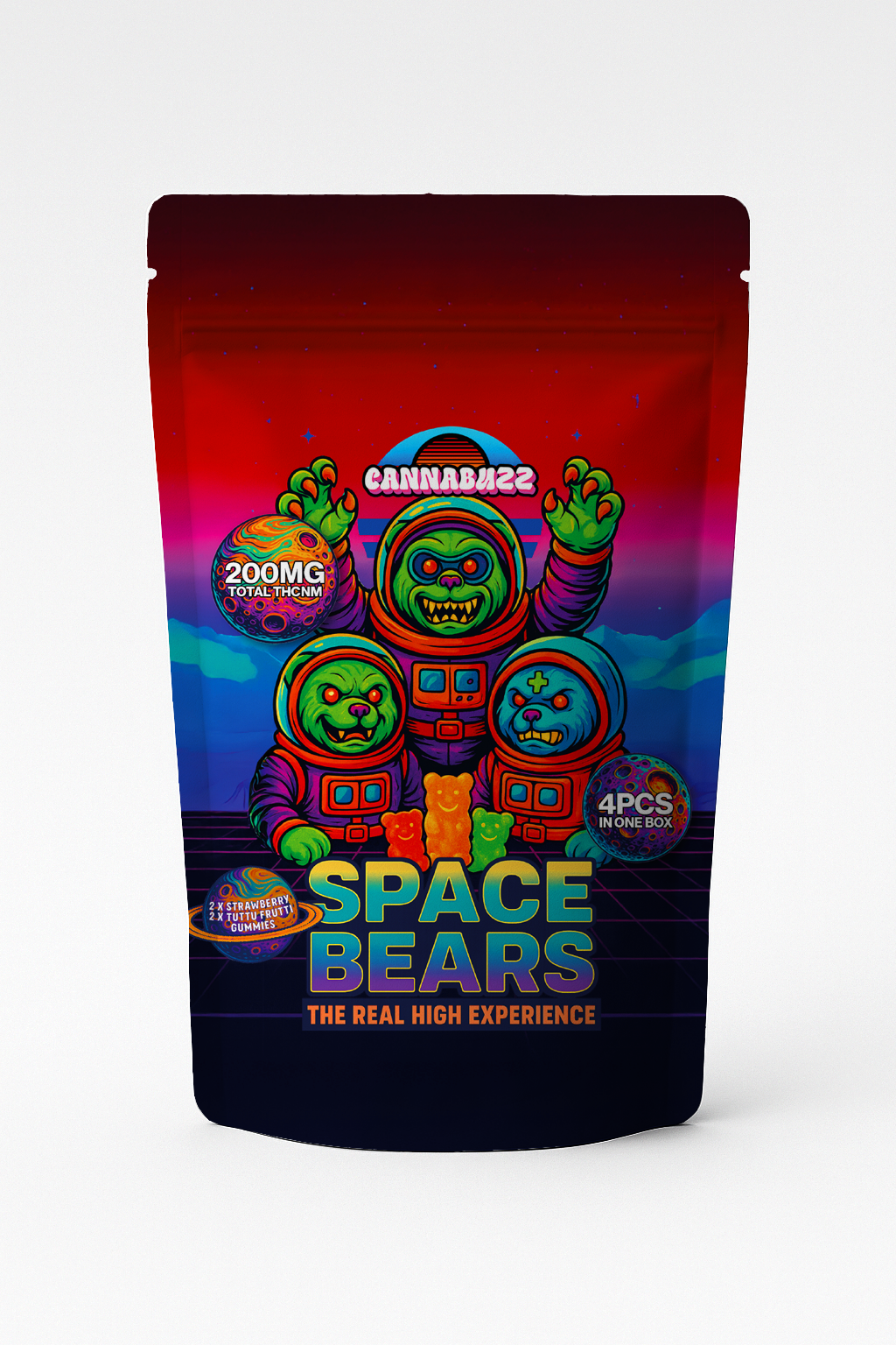 Cannabuzz - Space Bears - Strawberry/Tuttu Frutti 200mg