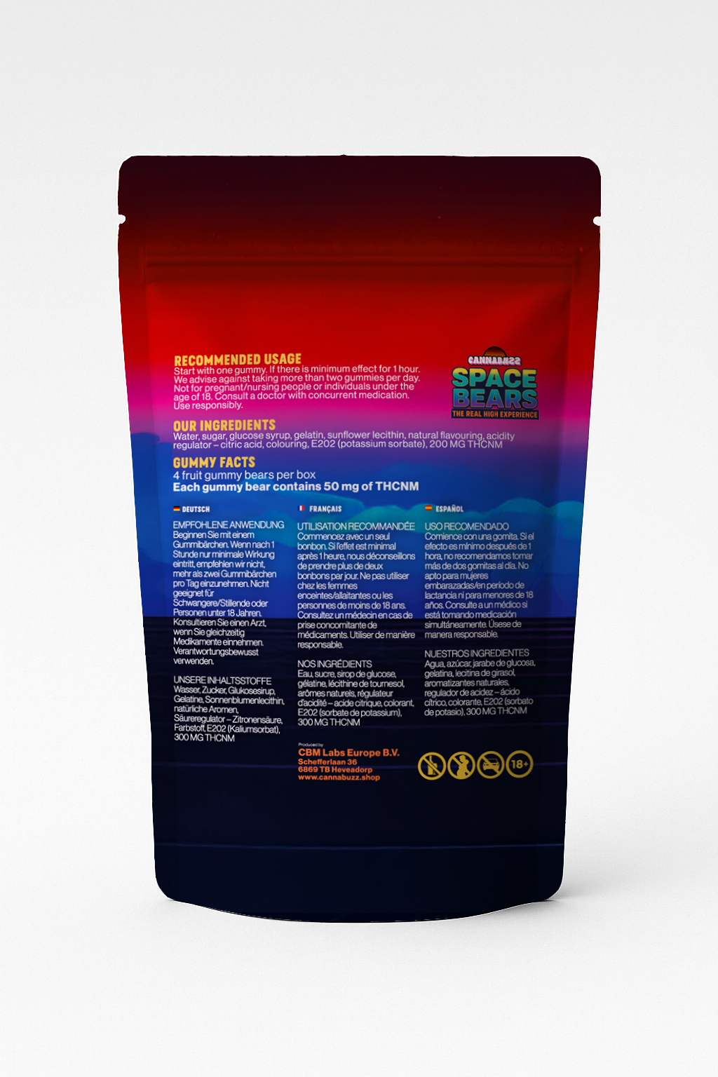 Cannabuzz - Space Bears - Strawberry/Tuttu Frutti 200mg - Image 2