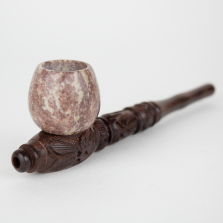 Indian Spirit - Wooden Pipe with Stone Bowl (Design 1)