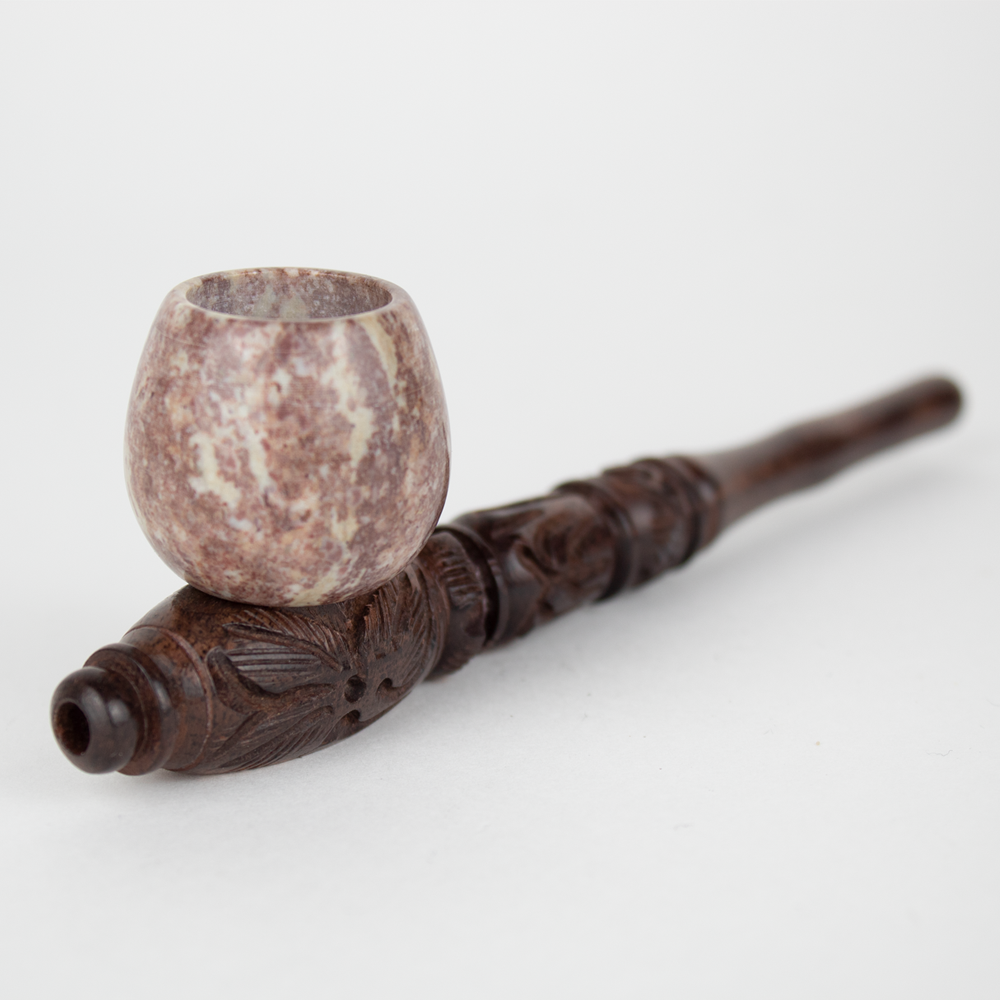 Indian Spirit - Wooden Pipe with Stone Bowl (Design 1)