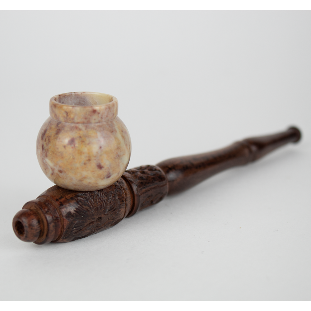 Indian Spirit - Wooden Pipe with Stone Bowl (Design 4)