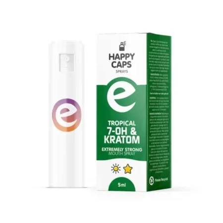 Happy Caps - 7-OH & Kratom Mouth Spray (10ml) - Tropical Flavor (Display 9 pcs)