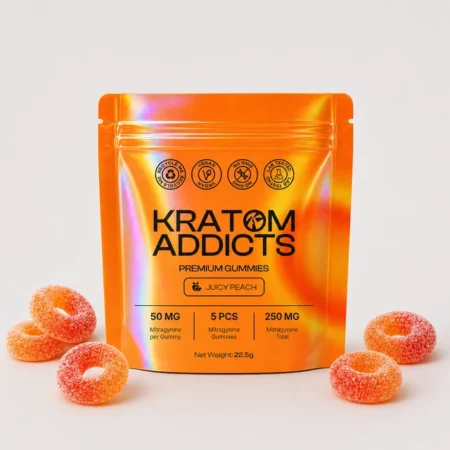 Kratom Addicts - Juicy Peach Gummies - 25mg (10 pcs)